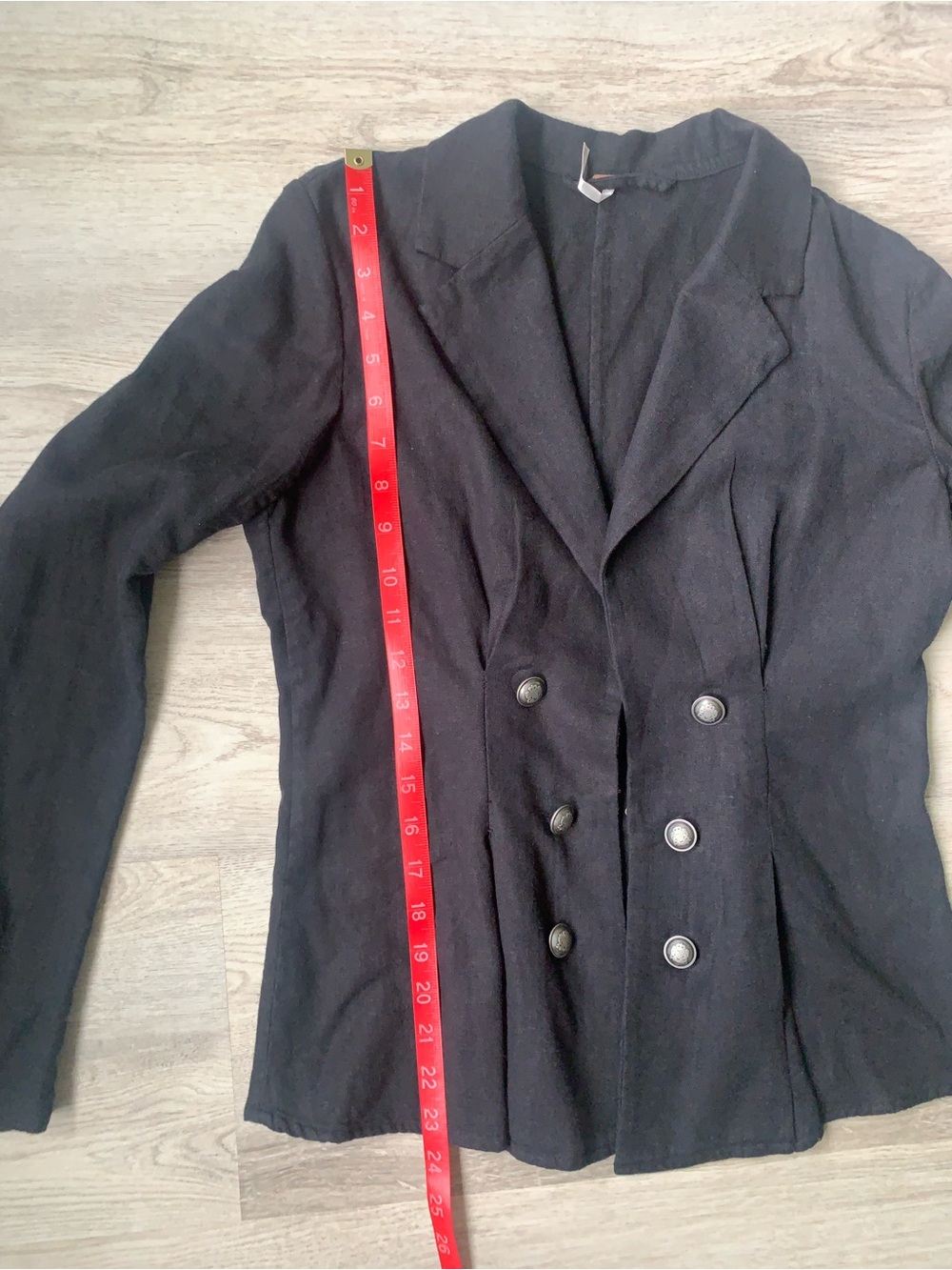 Free People Black linen blend Double-Breasted Tailored Blazer - Picture 10 of 16